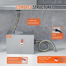 VEVOR Commercial Grease Trap, 8 LBS Grease Interceptor, Top Inlet Interceptor, Under Sink Stainless Steel Grease Trap, 2.8 GPM Waste Water Oil-water Separator, for Restaurant Canteen Home Kitchen