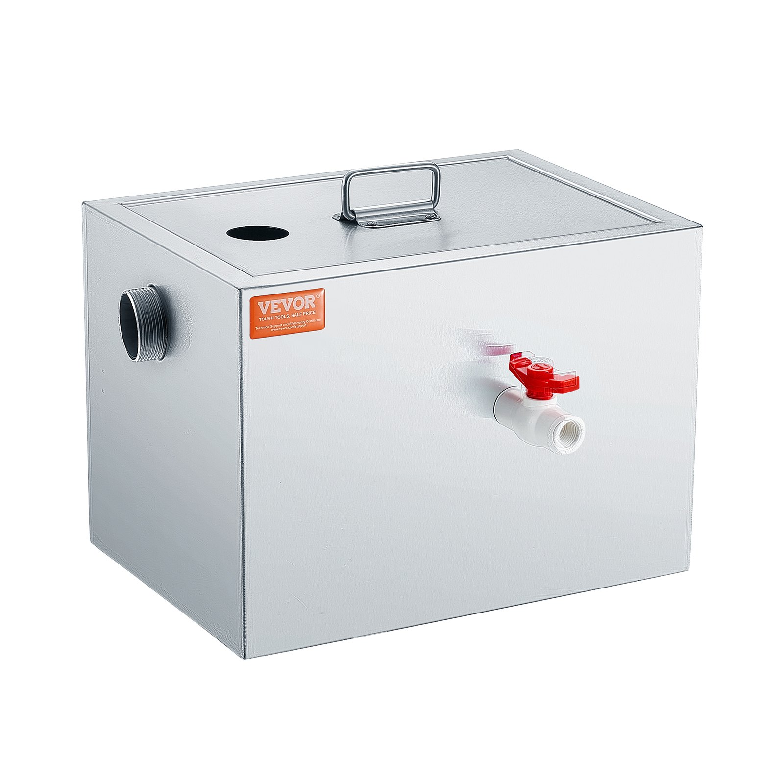 VEVOR Commercial Grease Trap, 8 LBS Grease Interceptor, Top Inlet Interceptor, Under Sink Stainless Steel Grease Trap, 2.8 GPM Waste Water Oil-water Separator, for Restaurant Canteen Home Kitchen