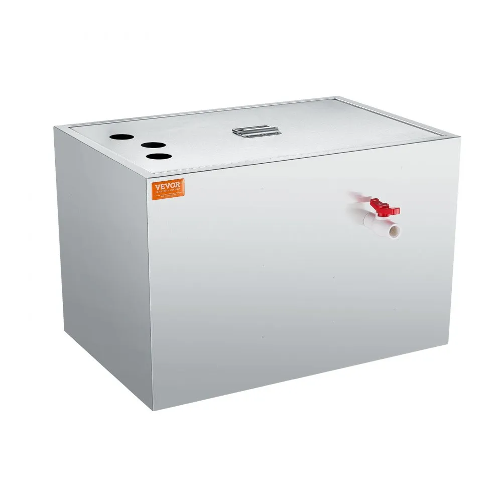 VEVOR Commercial Grease Trap, 40 LBS Grease Interceptor, Top Inlet Interceptor, Under Sink Stainless Steel Grease Trap, 10 GPM Waste Water Oil-water Separator, for Restaurant Canteen Home Kitchen