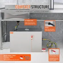 VEVOR Commercial Grease Trap, 40 LBS Grease Interceptor, Top Inlet Interceptor, Under Sink Stainless Steel Grease Trap, 10 GPM Waste Water Oil-water Separator, for Restaurant Canteen Home Kitchen
