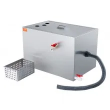 VEVOR Commercial Grease Trap, 40 LBS Grease Interceptor, Top Inlet Interceptor, Under Sink Stainless Steel Grease Trap, 10 GPM Waste Water Oil-water Separator, for Restaurant Canteen Home Kitchen