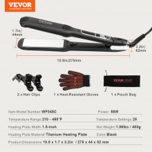 VEVOR Hair Straightener, 1.5-inch Titanium Flat Iron, Negative Ions Hair Straightener Flat Iron with LCD Display and 25 Temp Levels - 210°F to 450°F, Dual Voltage 110V/240V for Salon Home Travel Use