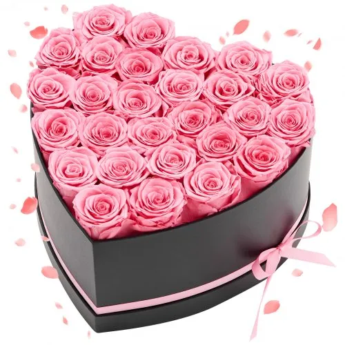 VEVOR Forever Flowers, 27 Preserved Roses in a Heart Shape Box, Eternal Flowers Immortal Bouquet Birthday Present for Women Her Wife Mothers, Anniversary, Valentine's Day,Christmas, Pink