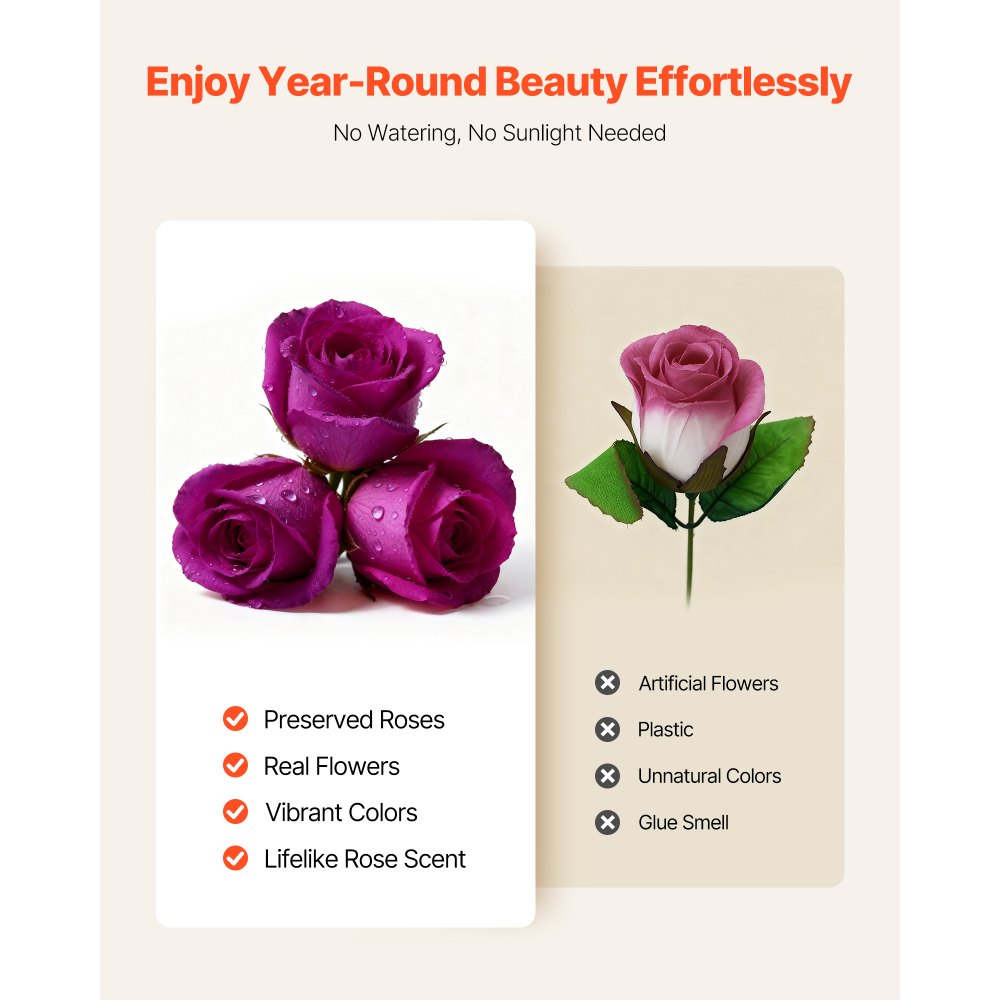 VEVOR Forever Flowers, 27 Preserved Roses in Heart Shape Box, Eternal Flowers Immortal Bouquet Birthday Present for Women Her Wife Mothers, Anniversary, Valentine's Day,Christmas, Purple