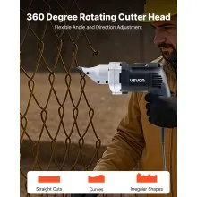 VEVOR Electric Metal Shear, 4.0-Amp Corded Sheet Metal Cutter with 360-Degree Swivel Head, Variable Speed, Continuous Cutting, Clean Cut for 18GA Galvanized Steel, 20 GA Stainless Steel, 2500 SPM