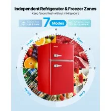 VEVOR Mini Fridge with Freezer 3.2 Cu.Ft Two Door Compact Refrigerator Dorm Red