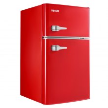 VEVOR Mini Fridge with Freezer 3.2 Cu.Ft Two Door Compact Refrigerator Dorm Red