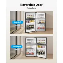 VEVOR Mini Fridge with Freezer 3.2 Cu.Ft Two Door Compact Refrigerator Black