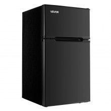 VEVOR Mini Fridge with Freezer 3.2 Cu.Ft Two Door Compact Refrigerator Black
