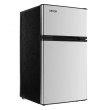 VEVOR Mini Fridge with Freezer 3.2 Cu.Ft Two Door Compact Refrigerator Stainless