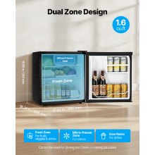 VEVOR Mini Fridge 1.6 Cu.Ft Single Door Compact Small Refrigerator Stainless