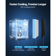 VEVOR Mini Fridge 1.6 Cu.Ft Single Door Compact Small Refrigerator Stainless