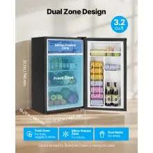 VEVOR Mini Fridge 3.2 Cu.Ft Single Door Compact Small Refrigerator Dorm Black