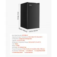VEVOR Mini Fridge 3.2 Cu.Ft Single Door Compact Small Refrigerator Dorm Black