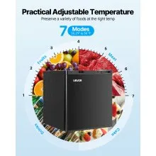 VEVOR Mini Fridge 1.6 Cu.Ft Single Door Compact Small Refrigerator Dorm Black