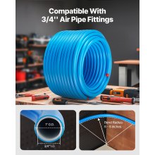 Air Compressor Line Kit 3/4'' x 200FT HDPE/Aluminum Shop Air Piping System Blue