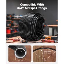 Air Compressor Line Kit 3/4'' x 200FT HDPE/Aluminum Shop Air Piping System Black