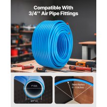 Air Compressor Line Kit 3/4'' x 300FT HDPE/Aluminum Shop Air Piping System Blue