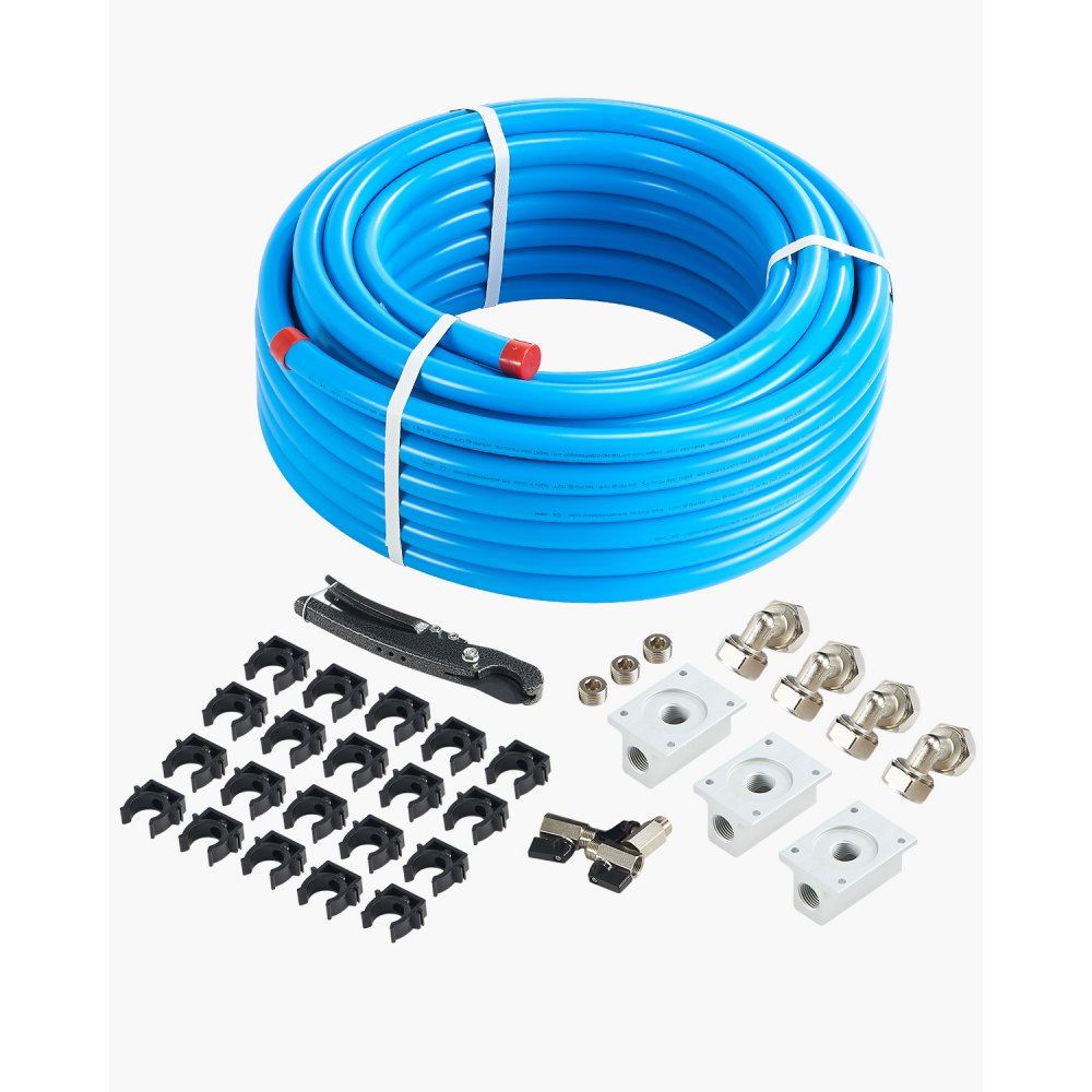 VEVOR Air Compressor Line Kit 3/4'' x 100FT HDPE/Aluminum Air Piping System Blue