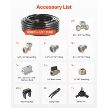 VEVOR Air Compressor Line Kit 3/4'' x 100FT PU Air Compressor Line System Black