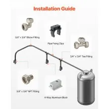 Kit de línea de compresor de aire de 3/4'' x 100 pies, sistema de tuberías de aire acondicionado para taller de HDPE/aluminio, color negro