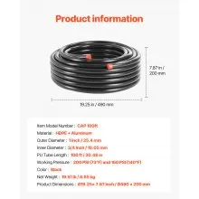 Kit de línea de compresor de aire de 3/4'' x 100 pies, sistema de tuberías de aire acondicionado para taller de HDPE/aluminio, color negro