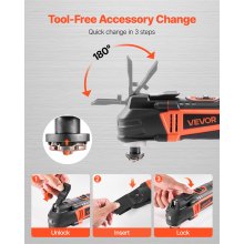VEVOR Multitool Oscillating Tool 4Amps Corded Oscillating Tool 6 Variable Speeds