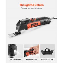 VEVOR Multitool Oscillating Tool 4Amps Corded Oscillating Tool 6 Variable Speeds