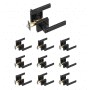 VEVOR Privacy Door Handle, 10 Pack Matte Black Door Lever, Left or Right Handing Reversible Lever with Keyless Lock, 45° Rotation to Open, Universal Square Interior for Bedroom and Bathroom Doors