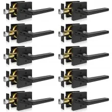 Privacy Door Handle 10 PCS Matte Black Square Door Lever Interior Reversible