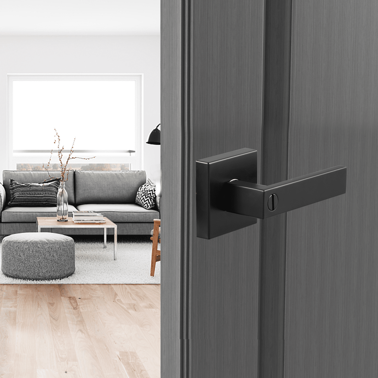VEVOR Privacy Door Handle, 10 Pack Matte Black Door Lever, Left or Right Handing Reversible Lever with Keyless Lock, 45° Rotation to Open, Universal Square Interior for Bedroom and Bathroom Doors