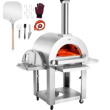 VEVOR 22" Outdoor Pizza Oven Portable Pellet/Gas Oven with Casters for Camping