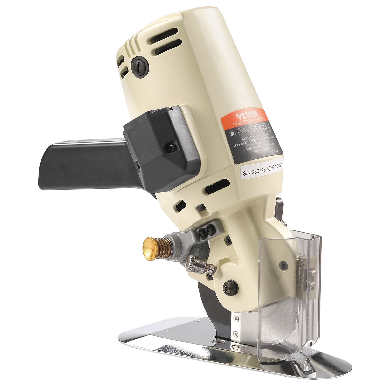 VEVOR Stoffkutter, 250W elektrisk roterende stoffkuttemaskin, 1,1" skjæretykkelse, åttekantet kniv, med reserveblad og slipesteiner, for flerlags stoff, stoff og lær