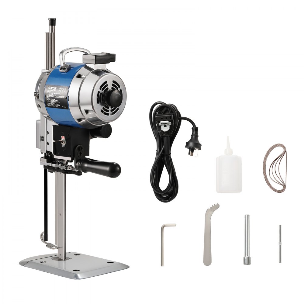 VEVOR Fabric Cutter, 750W High-Speed Straight Knife Cloth Cutting Machine, 9.8" Alloy Steel Blade, Industrial Fabric Cutting Machine with Automatic Knife Sharpen, for Multilayer Fabric Leather Cloth