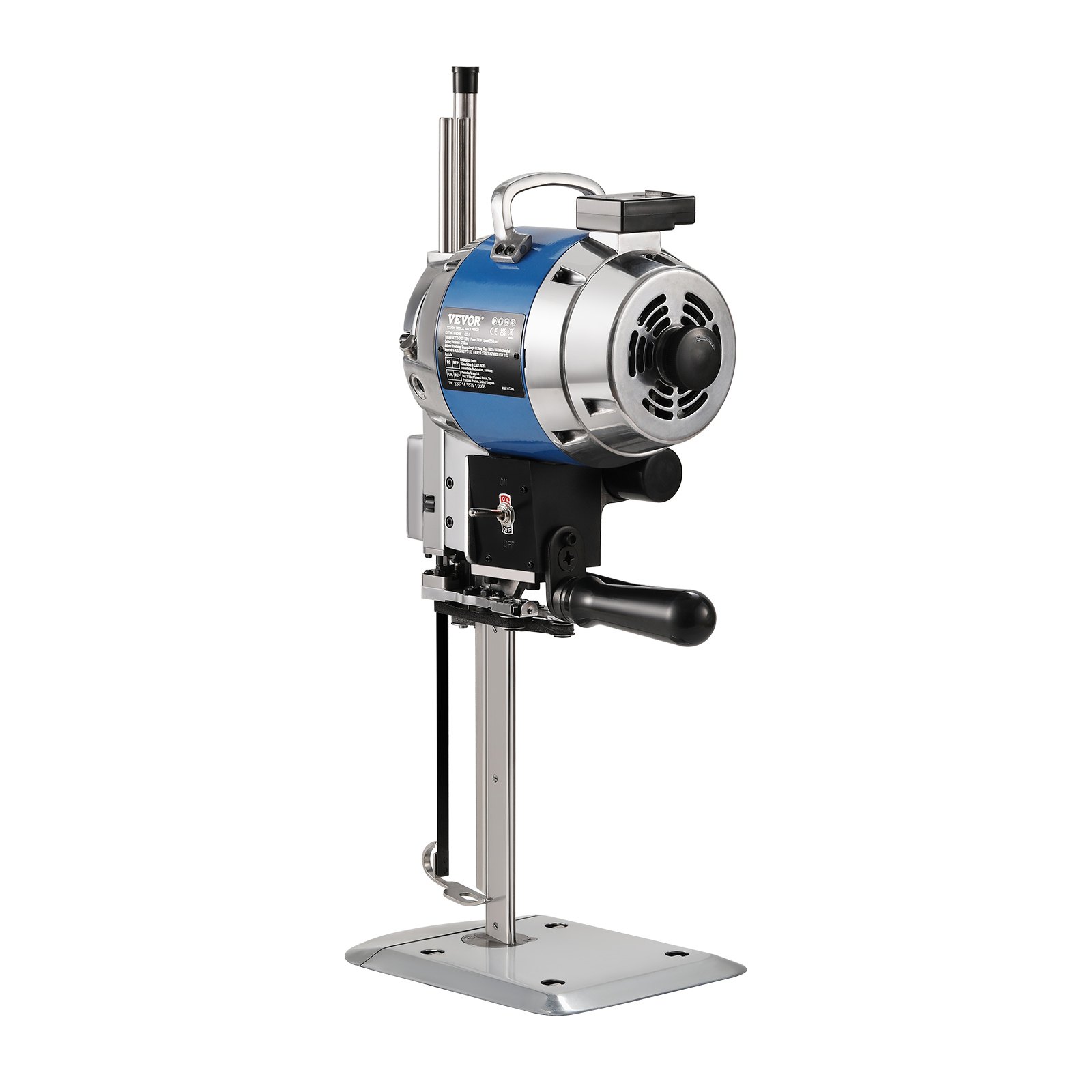 VEVOR Fabric Cutter, 750W High-Speed Straight Knife Cloth Cutting Machine, 9.8" Alloy Steel Blade, Industrial Fabric Cutting Machine with Automatic Knife Sharpen, for Multilayer Fabric Leather Cloth