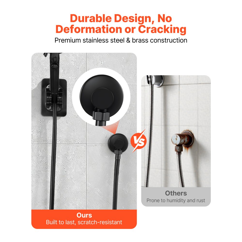 VEVOR Wall Mounted Supply Elbow, Wall Supply Elbow with O-Ring Flange, Tapered 1/2" NPT Female Inlet, Solid Brass Wall Union, Round Walls Union Water Supplying, Matte Black Finish, 1/2" IPS