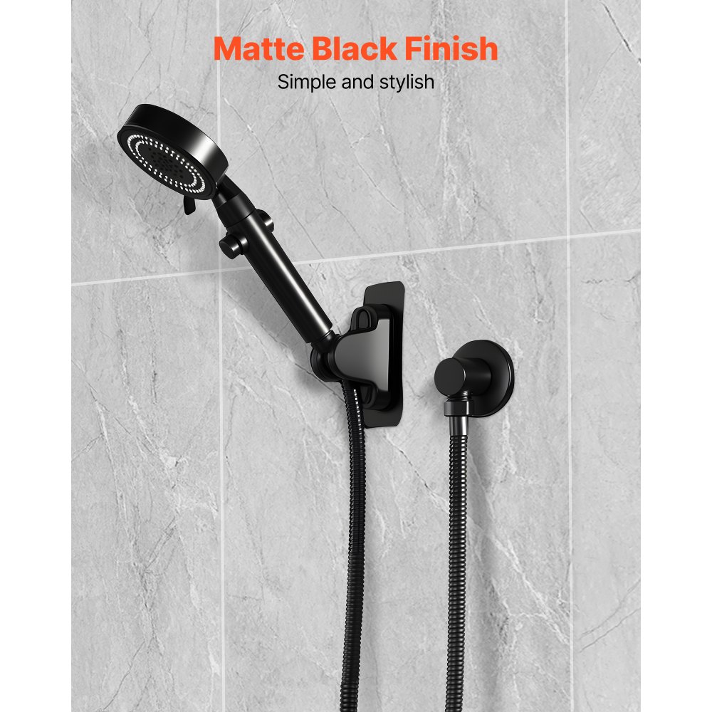 VEVOR Wall Mounted Supply Elbow, Wall Supply Elbow with O-Ring Flange, Tapered 1/2" NPT Female Inlet, Solid Brass Wall Union, Round Walls Union Water Supplying, Matte Black Finish, 1/2" IPS