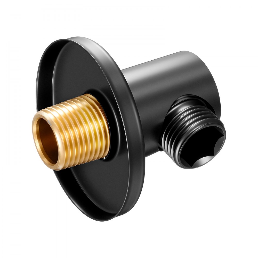 VEVOR Wall Mounted Supply Elbow, Wall Supply Elbow with O-Ring Flange, Tapered 1/2" NPT Female Inlet, Solid Brass Wall Union, Round Walls Union Water Supplying, Matte Black Finish, 1/2" IPS