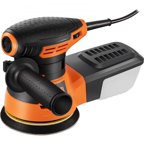 VEVOR Random Orbit Sander, 350W Orbital Sander, 6 Speeds 13000 OPM 5" Palm Sander w/ 2pcs A-level Hook-and-loop Sanding Discs & Vacuum Connector, for Woodworking, Detailing, Finishing