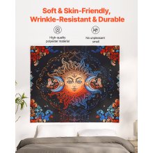 VEVOR Sun and Moon Tapestry Psychedelic Mystic Floral Aesthetic Vintage Tapestry