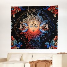 VEVOR Sun and Moon Tapestry Psychedelic Mystic Floral Aesthetic Vintage Tapestry