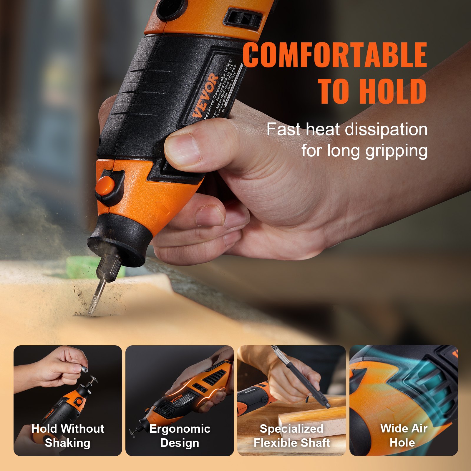 VEVOR Rotary Tool Kit Variable Speed Rotary Tool 170W 5 Speeds 186 Accessories
