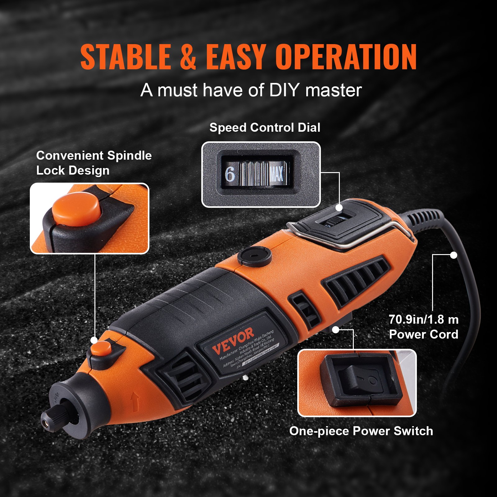 VEVOR Rotary Tool Kit Variable Speed Rotary Tool 186 PCS for Grinding, Sanding