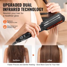 VEVOR Hair Straightener 1.5" Titanium Flat Iron Dual Infrared Tech 19 Temp Level
