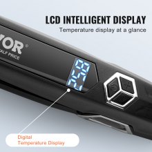 VEVOR Hair Straightener, 1.5-inch Titanium Flat Iron, Dual Infrared Hair Straightener Flat Iron with LCD Display and 19 Temp Levels - 210°F to 450°F, Dual Voltage 110V/240V for Salon Home Travel Use