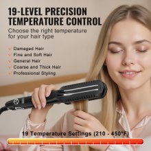 VEVOR Hair Straightener, 1.5-inch Titanium Flat Iron, Dual Infrared Hair Straightener Flat Iron with LCD Display and 19 Temp Levels - 210°F to 450°F, Dual Voltage 110V/240V for Salon Home Travel Use