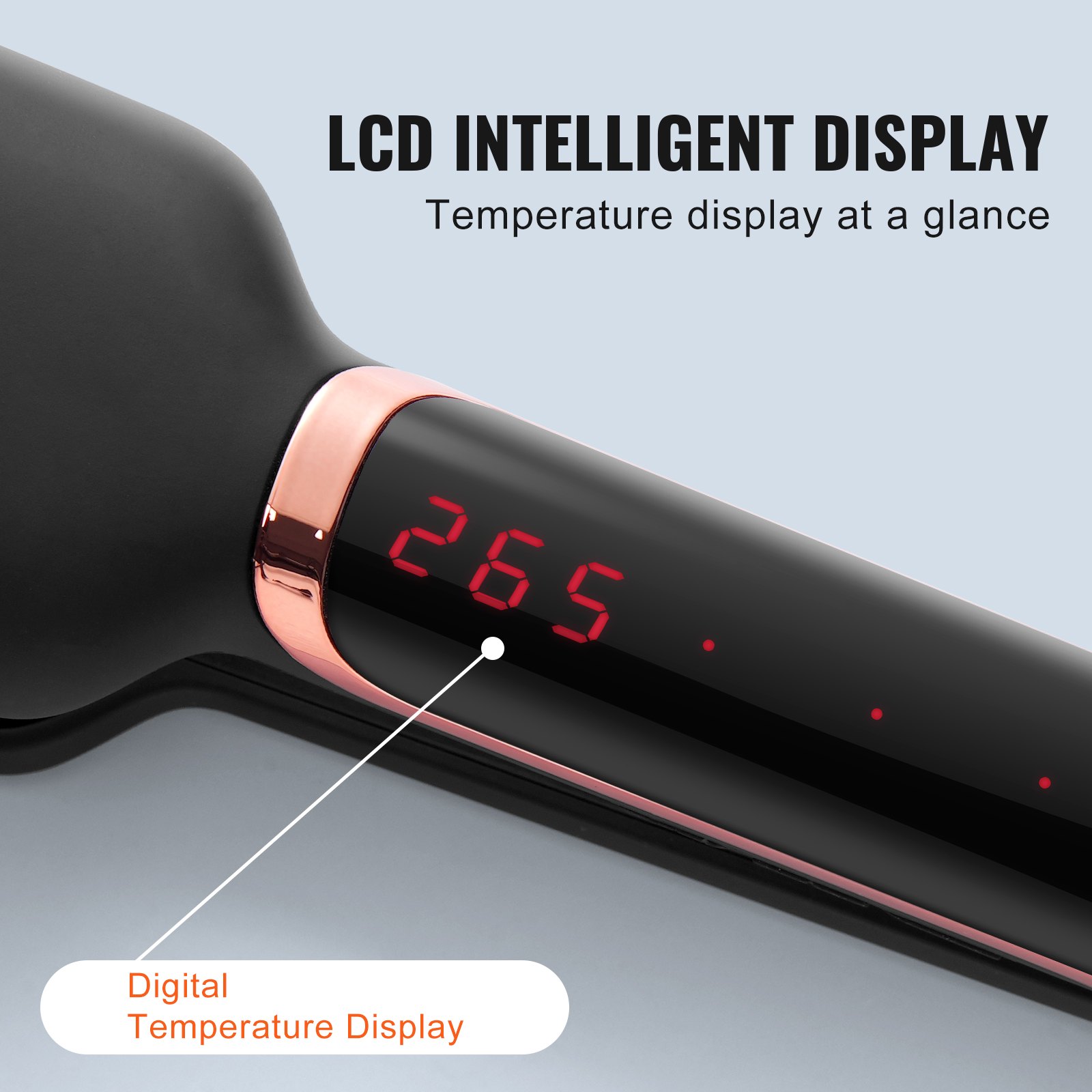 VEVOR Hair Straightener, 2-inch Titanium Flat Iron - with Infrared Technology and Negative Ions, Fast Heating Hair Straightener Flat Iron with LCD Display and 11 Temp Levels for Salon Home Travel