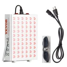 Terapia de luz roja VEVOR para rostro y cuerpo, 60 LED de doble chip, combinación de luz roja de 660 nm e infrarroja cercana de 850 nm, panel de terapia de luz roja de alta potencia para recuperación, alivio del dolor, cicatrización de heridas, salud de la piel, 80 W