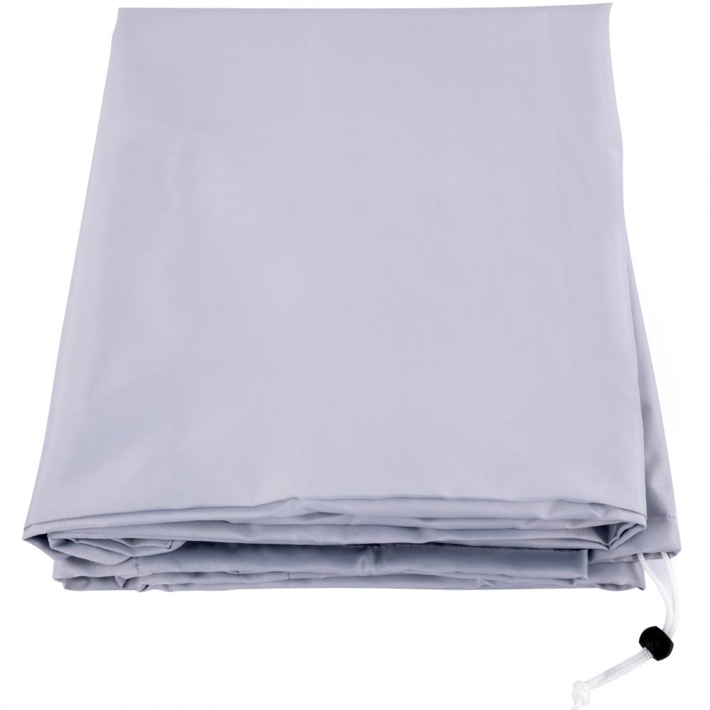 folded VEVOR waterproof boat cover in grey with a white drawstring cord.