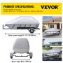 VEVOR Waterproof Boat Cover, 14'-16' Trailerable Boat Cover, Beam Width up to 90" v Hull Cover Heavy Duty 600D Marine Grade Polyester Mooring Cover for Fits V-Hull Boat with 5 Tightening Straps